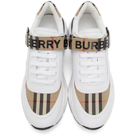 burberry white & beige ronnie m sneakers|white Burberry shoes.